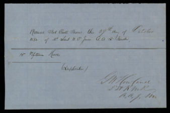 Receipt for 15 horses delivered to Fort Ewell