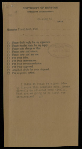 Inter-Office Memorandums between Ramon A. Vitulli, Philip G. Hoffman, Patrick J. Nicholson, and John. C. Allred, regarding procedures to be followed for accepting "negro" applicants seeking graduate admission at the University (with additional memo)