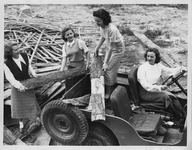 Homecoming queen candidates gathering lumber