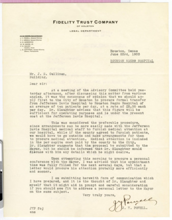 Letter from J. Y. Powell to J. S. Cullinan, 1933 June 23