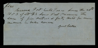 Receipt of payment for services rendered in the bake house at Fort Ewell