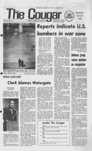 The Daily Cougar. Vol. 40, No. 24, October 12 - October 14, 1973.