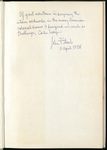 Open house in New England, Inscription on front free endpaper