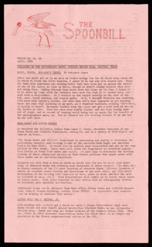 The Spoonbill, Vol. 20, No. 12, April 1972