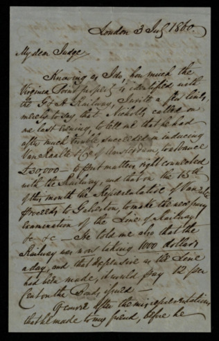Letter from Thomas Hatter to William Jefferson Jones regarding the examination of the railway between Galveston Island and Virginia Point