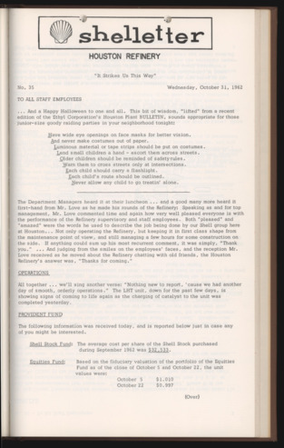 Shelletter, No. 35, October 31, 1962