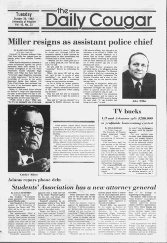 The Daily Cougar. Vol. 49, No. 32, October 26, 1982.