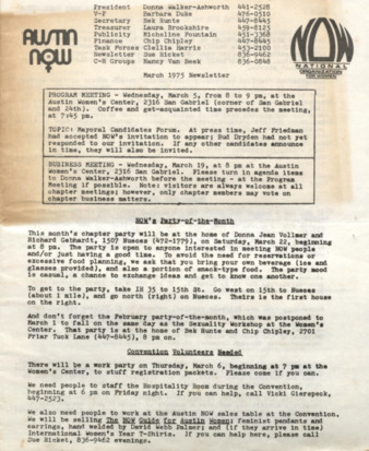 Austin NOW, March 1975