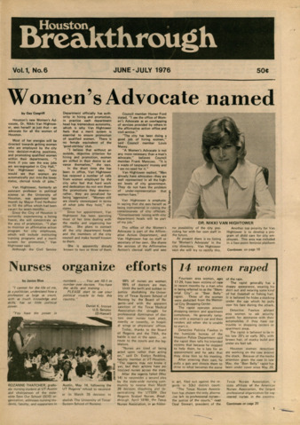 Houston Breakthrough, Vol. 1, No. 6, June-July 1976