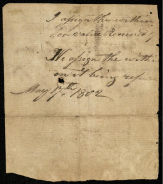 Fragmentary promissory note from Moses Austin