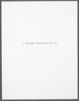 Art Scene correspondence to Bert L. Long, Jr.