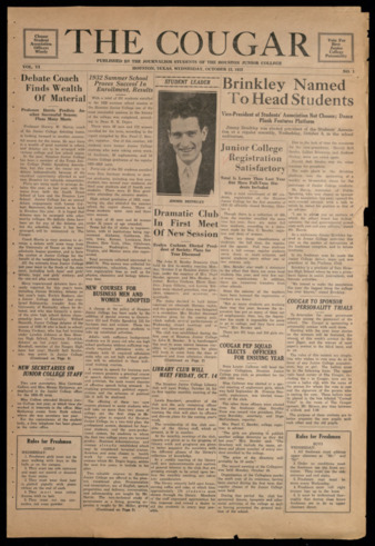 The Cougar, Vol. 6, No. 1, October 12, 1932