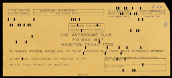 Astrodome Club payment card