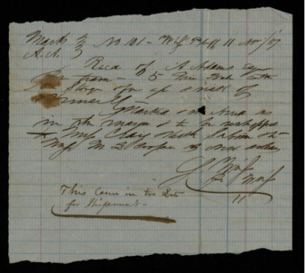 Receipts for two shipments from Abel Adams