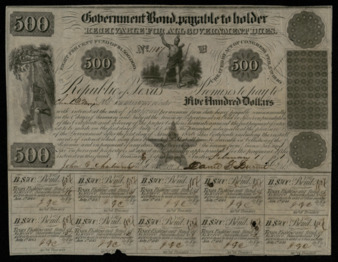 Republic of Texas Government Bond to Charles DeMorse