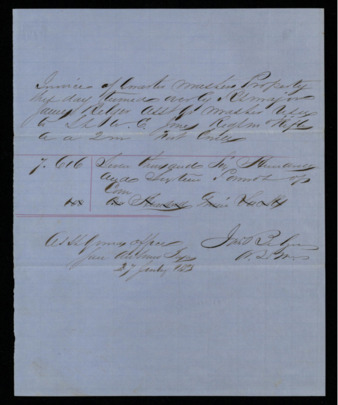 Invoice for quarter master property delivered to Fort Ewell