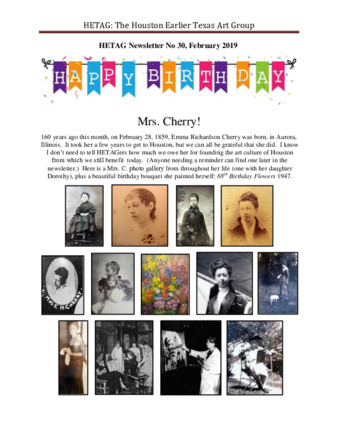 HETAG: The Houston Earlier Texas Art Group Newsletter, No. 30, February 2019