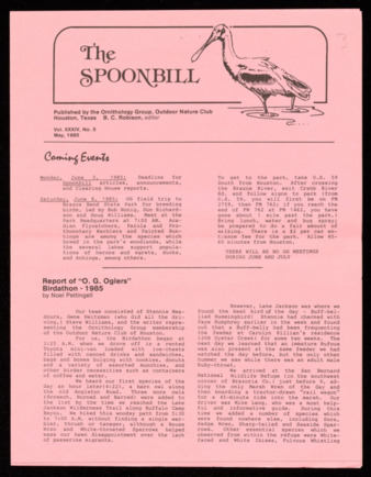 The Spoonbill, Vol. 34, No. 5, May 1985