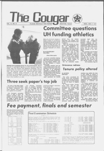 The Daily Cougar. Vol. 44, No. 55, December 7, 1977.
