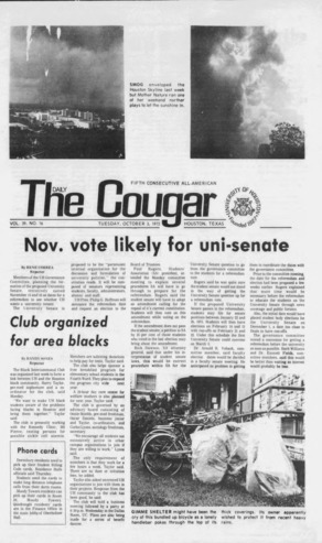 The Daily Cougar. Vol. 39, No. 16, October 3, 1972.