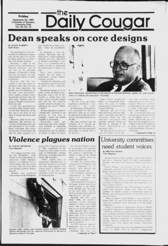 The Daily Cougar. Vol. 50, No. 15, September 23, 1983.