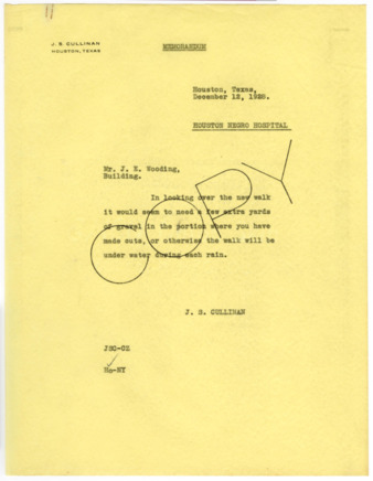Memorandum from J. S. Cullinan to J. E. Wooding, 1928 December 12