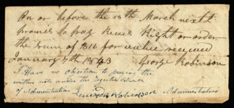 Promissory pay note for $16 to Bevel Knight from George Robinson