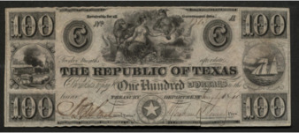 Republic of Texas, Monetary bill for $100