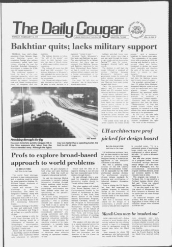 The Daily Cougar. Vol. 45, No. 89, February 12, 1979.