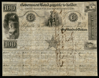 Republic of Texas Government Bond to Charles DeMorse