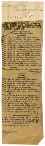 "Woman's Rights, "1869" and "In 1918"