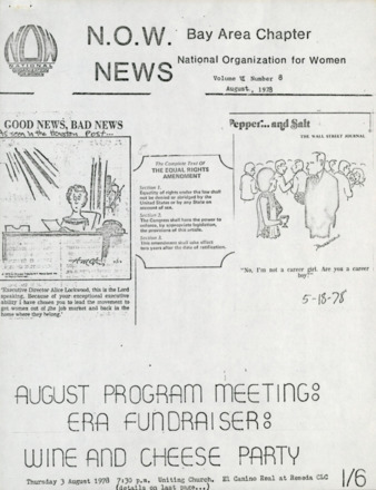 NOW News Bay Area Chapter, Vol. 6, No. 8, August 1978