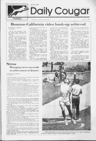 The Daily Cougar. Vol. 51, No. 109, April 25, 1985.