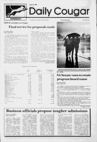 The Daily Cougar. Vol. 51, No. [113], June 19, 1985.