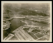 USS Houston (CA-30) in Ship Channel, taken from the air