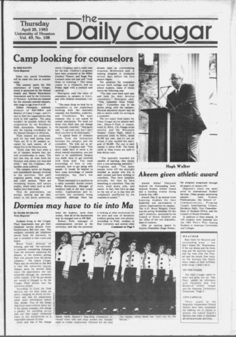 The Daily Cougar. Vol. 49, No. 108, April 28, 1983.