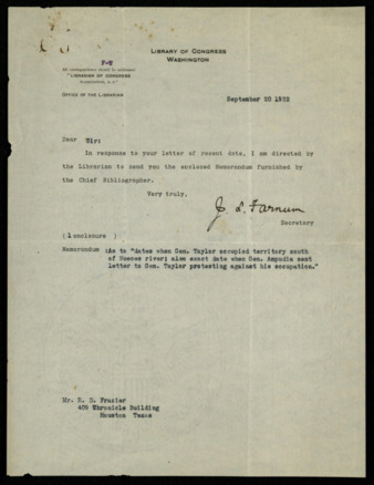 Research material accompanying “A Report of Hurricanes, and Conditions Indicating a Hurricane, in the Vicinity of Galveston, Texas, from 1867 to 1916” by Rex Dunbar Frazier