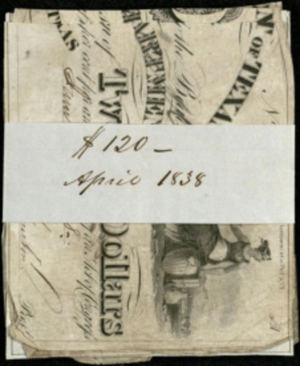 Government of Texas, Right half of monetary bill for $20