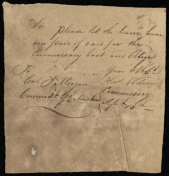Letter from Thomas Wilson to James Morgan regarding a pair of oars