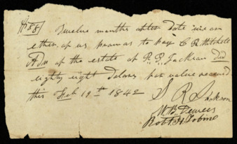 Receipt and promissory note from William Dewees
