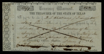 Treasury Warrant No. 1291 for $45 to D. P. Cheatham