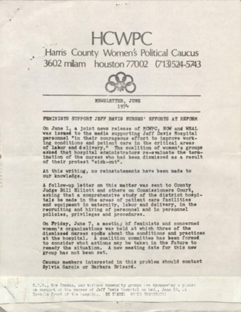 Harris County Women's Political Caucus, June 1974