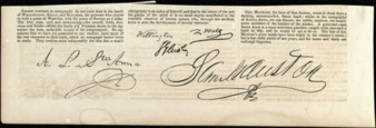 "Harpers Weekly" article comparing the autographs of Sam Houston and Santa Anna