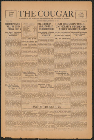 The Cougar, Vol. 1, No. 8, November 30, 1934