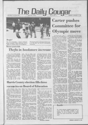 The Daily Cougar. Vol. 46, No. 73, January 21, 1980.