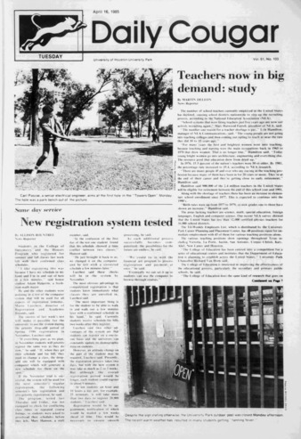 The Daily Cougar. Vol. 51, No. 103, April 16, 1985.