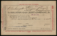 Bill from Houston Gas Light Company to Washington Engine House
