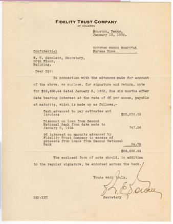 Letter from R. E. Powell to W. T. Sinclair, 1932 January 13