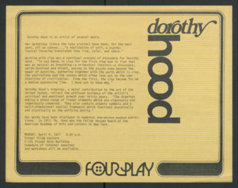 Dorothy Hood lecture and schedule