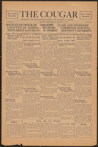 The Cougar, Vol. 1, No. 12, January 18, 1935